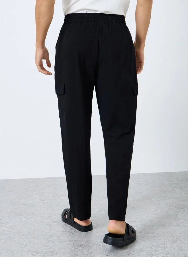 Styli Styli Men Linen Blend Straight Leg Plain Trousers