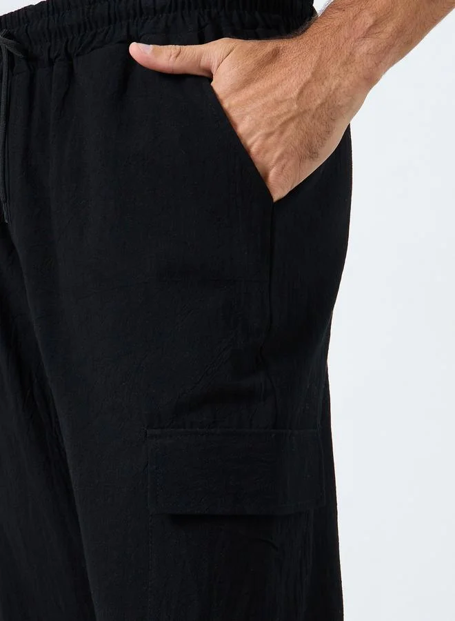 Styli Styli Men Linen Blend Straight Leg Plain Trousers