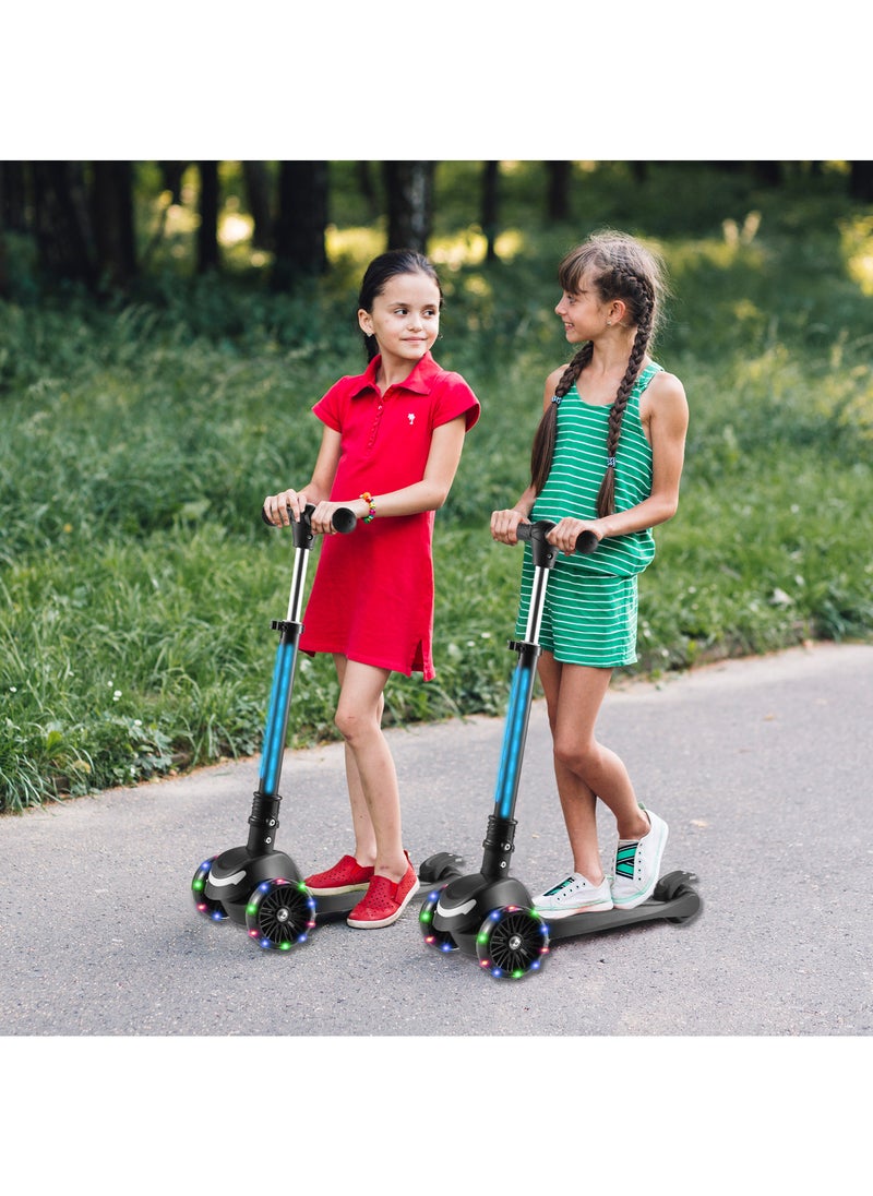GRAFLO - 3 Wheel Kick Scooter Includes LED Lights on Stem and Light Up Wheels Height Adjustable Handlebar Lean to Steer System Easy Folding Mechanism Push Scooter for Children - Image 1
