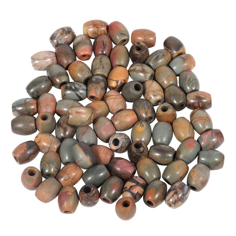 SUNYIK Picasso Stone Large Hole (5mm) Barrel Rondelle Loose Charms European Bead fits Bracelet,Jewelry Makings Pack of 20