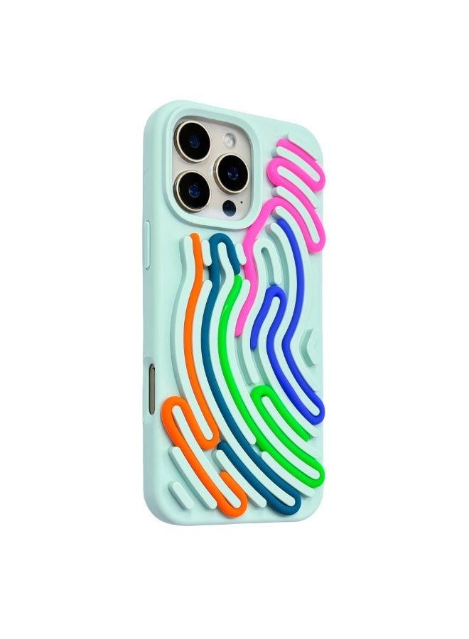 NIBEMINENT Maze Liquid Silicone Protective TPU Case Cover For iPhone 16 Pro, Light Blue