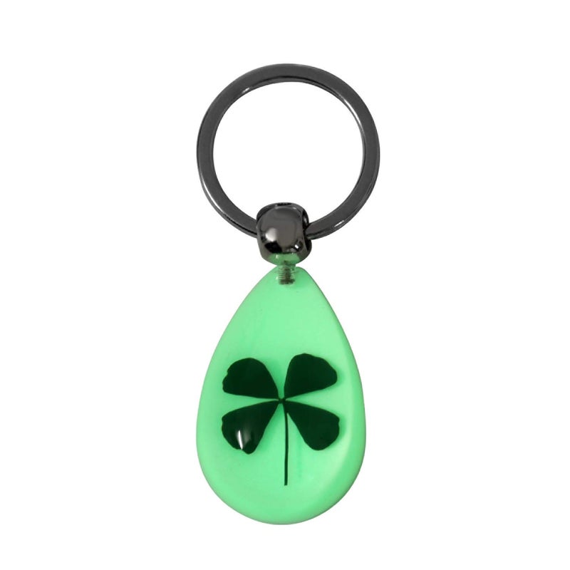 FM FM42 Dried Leaves Lucky Real 4-Leaf Clover Simulated Resin Glow in the Dark Key ring Keychains - Image 3