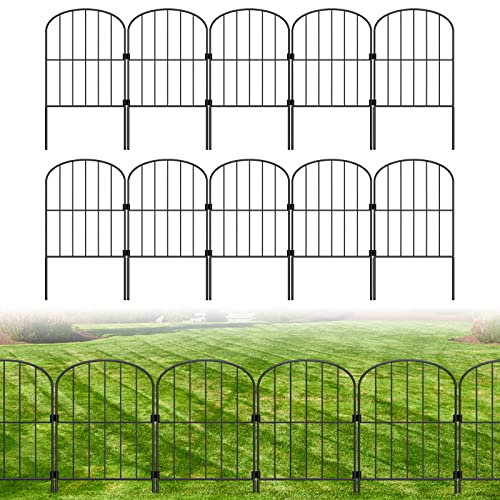 PINPON Decorative Garden Fence 10 Pack Animal Barrier Fence 10ft L x 24in H Rustproof Metal Wire Section Edging Fencing Panel for Outdoor Yard Landscape Patio Arched - Image 1