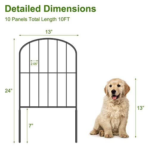 PINPON Decorative Garden Fence 10 Pack Animal Barrier Fence 10ft L x 24in H Rustproof Metal Wire Section Edging Fencing Panel for Outdoor Yard Landscape Patio Arched - Image 3
