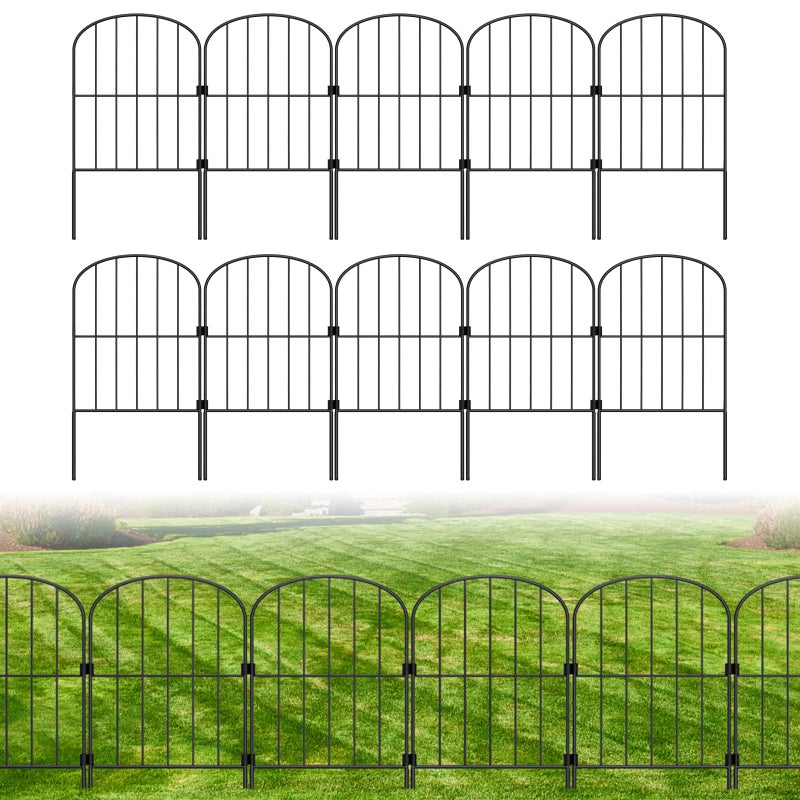 PINPON Decorative Garden Fence 10 Pack Animal Barrier Fence 10ft L x 24in H Rustproof Metal Wire Section Edging Fencing Panel for Outdoor Yard Landscape Patio Arched - Image 2