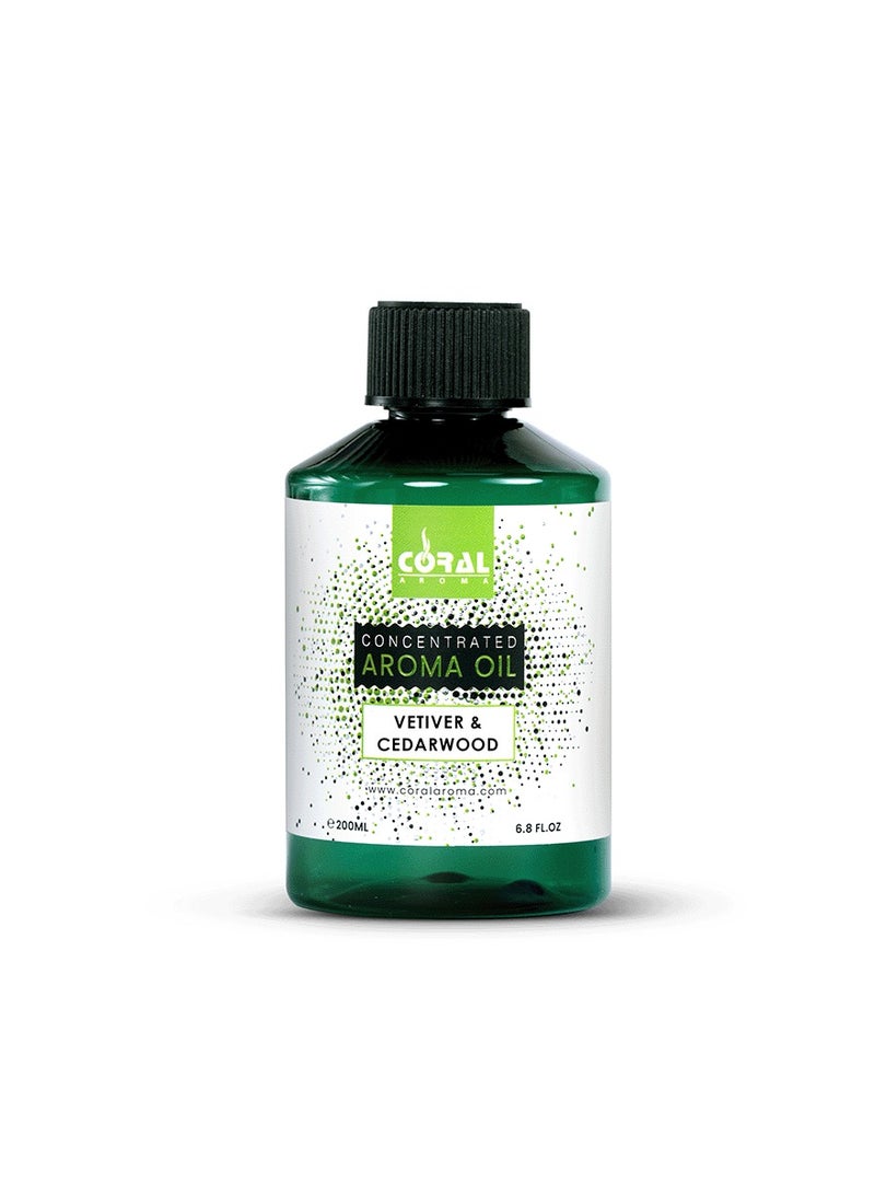 CORAL AROMA Vetiver And Cedarwood Aroma Oil | 200 ml | Scented Diffuser Oil - Image 1