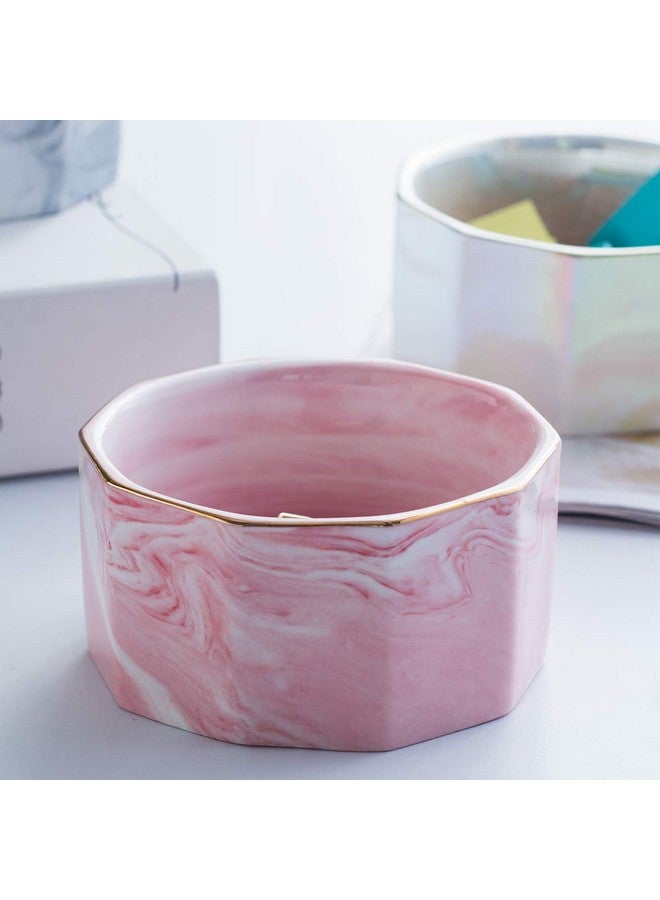 YOSCO Paper Clip Holder Ceramic Marbling Paper Clip Dispenser For Desk Paper Clip Organizer Office Binder Clip Holder (Pink) - Image 5
