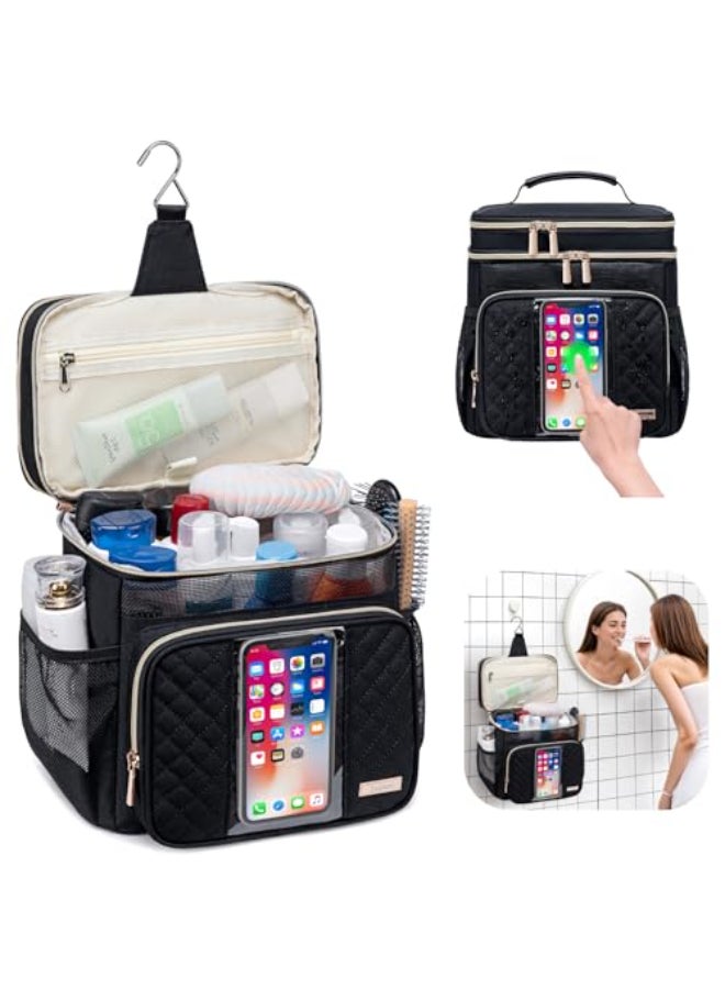 Tealari Large Toiletry Bag for Women MenBathroom BagWater Resistant Shower BagMakeup BagPortable Shower Caddy for College DormHanging Travel Toiletry Bag with Transparent Waterproof Phone Pocket - Image 3
