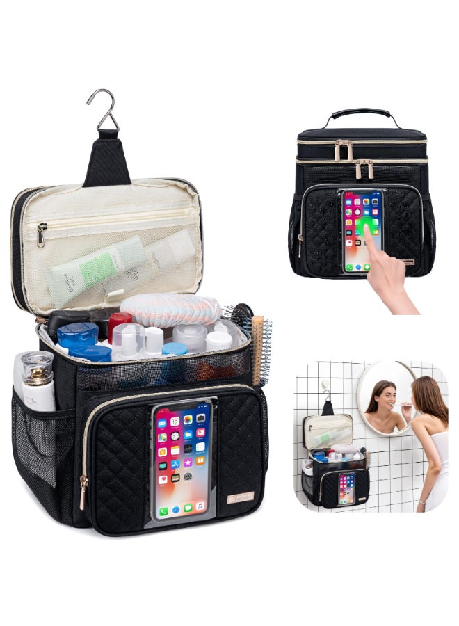 Tealari Large Toiletry Bag for Women MenBathroom BagWater Resistant Shower BagMakeup BagPortable Shower Caddy for College DormHanging Travel Toiletry Bag with Transparent Waterproof Phone Pocket - Image 4