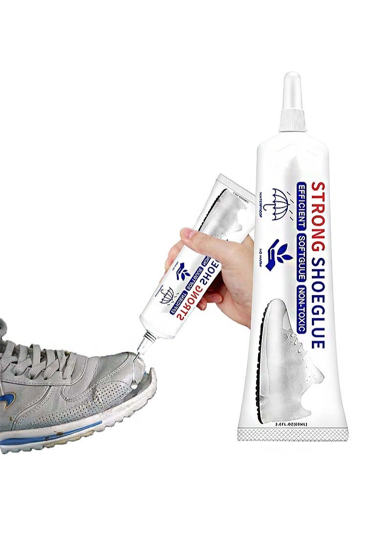 HOMESTAR Shoe glue Super strong transparent with precision tip, suitable for footwear, anti-crack and waterproof sole repair, sports shoes, hiking shoes leather bags (60ml) - Image 1