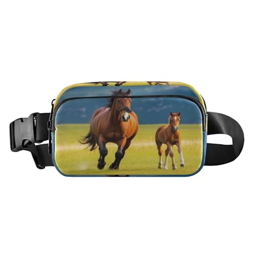 Dussdil Fanny Packs for Women Men Mare Foal Horse Belt Bag Waist Pouch Packs Crossbody Bag Running Hiking Fanny Pack Gifts for Girls Boys - Image 1