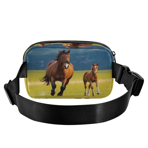 Dussdil Fanny Packs for Women Men Mare Foal Horse Belt Bag Waist Pouch Packs Crossbody Bag Running Hiking Fanny Pack Gifts for Girls Boys - Image 3
