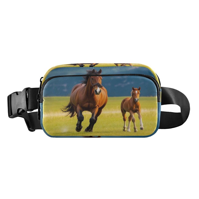 Dussdil Fanny Packs for Women Men Mare Foal Horse Belt Bag Waist Pouch Packs Crossbody Bag Running Hiking Fanny Pack Gifts for Girls Boys - Image 2