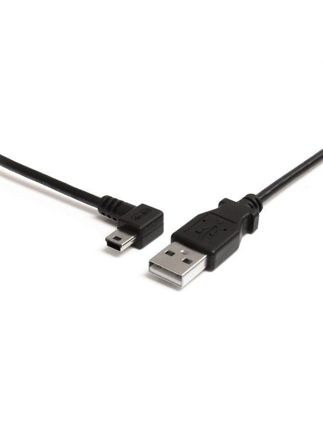 StarTech .com 6 ft. (1.8 m) Left Angle Mini USB Cable - USB 2.0 A to Left Angle Mini B - Black - Mini USB Cable (USB2HABM6LA) - Image 1