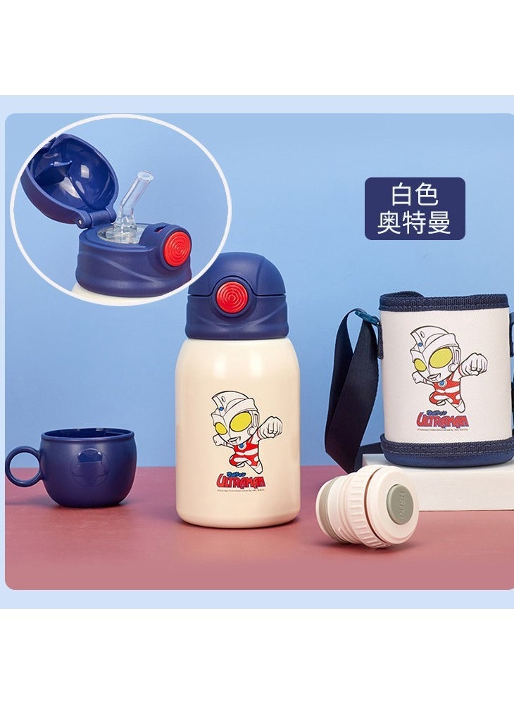 Arabest Ultraman childrens thermos cup 316 stainless steel water Cup School cartoon pot kindergarten boy Cup sippy cup Dark blue 9008(316) a cup of three covers + cloth cup set 