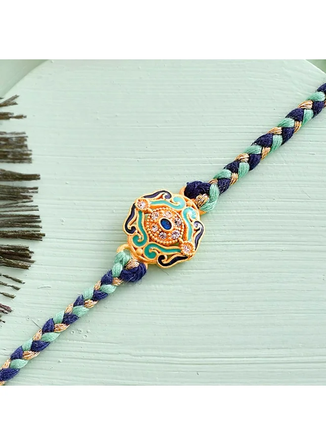 VOYLLA Green And Black Enamelled Thread Rakhi