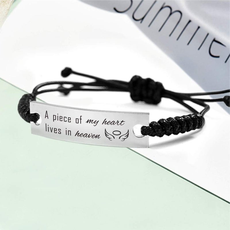 SOUSYOKYO A Piece of My Heart Lives In Heaven Bracelet Bereavement Gifts for Loss of Dad Mom Son Daughter, Widowed Mother Father - Image 4