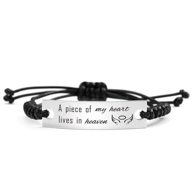SOUSYOKYO A Piece of My Heart Lives In Heaven Bracelet Bereavement Gifts for Loss of Dad Mom Son Daughter, Widowed Mother Father - Image 1