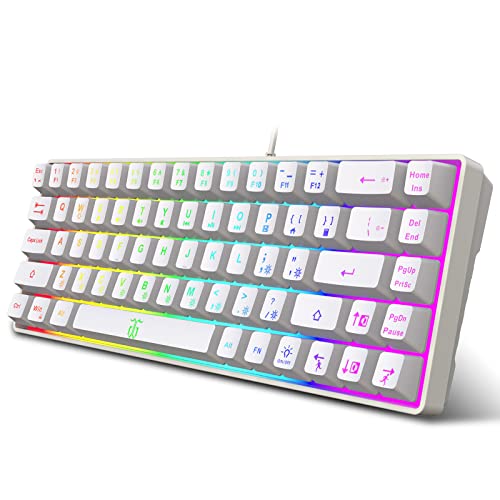 Snpurdiri 60% Percent Gaming Keyboard, Compact RGB Backlit Ergonomic Small Mini Keyboard for Windows, PC, Laptop, Gaming (68 Keys, White) - Image 1
