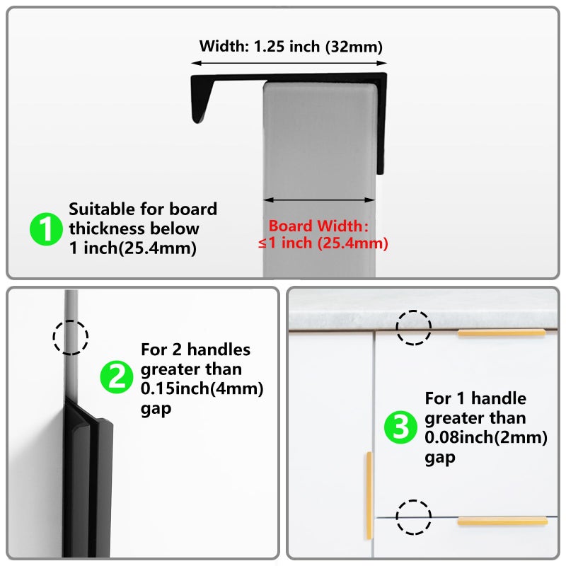 Hanihua 20 Pack Black Kitchen Cabinet Handles, Modern Finger Pulls For Cabinets 5.9Inch/150Mm Length, Matte Black Edge Cabinet Pulls, Drawer Tabs Pull Hardware Concealed Tab Handle - Image 4