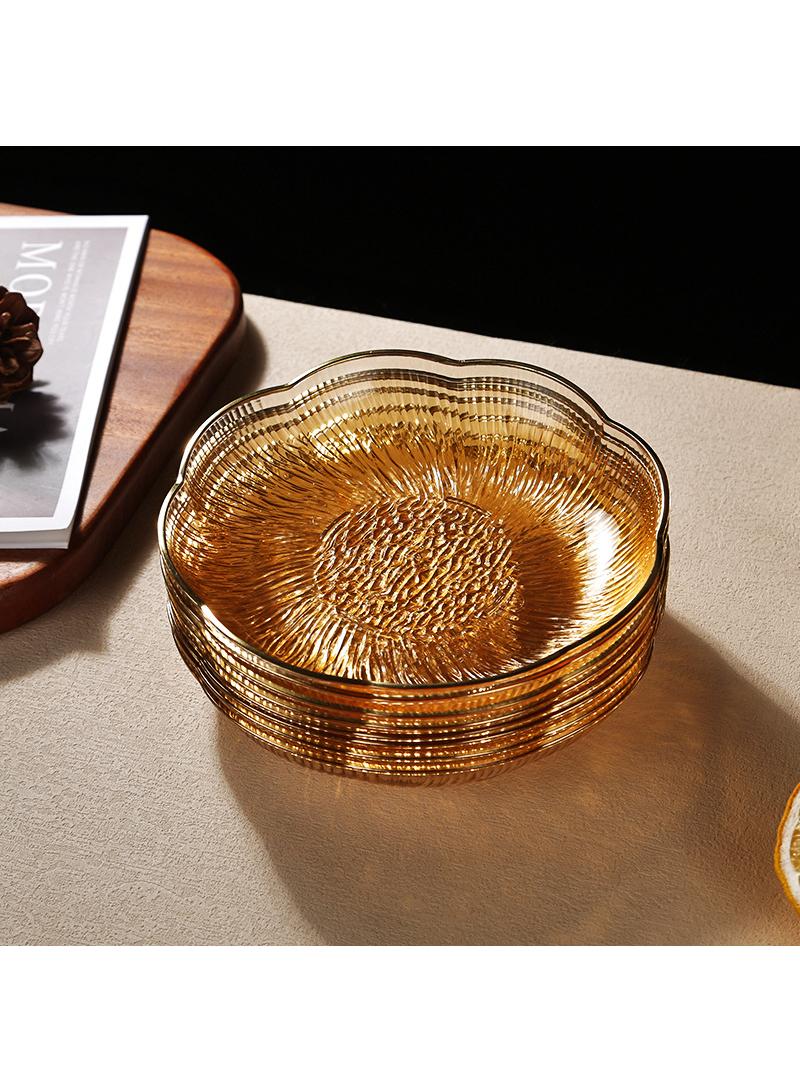 Water ripple pattern gold border transparent fruit plate Home desktop snack plate Snack dried fruit plate with storage rack 9pcs - Image 4