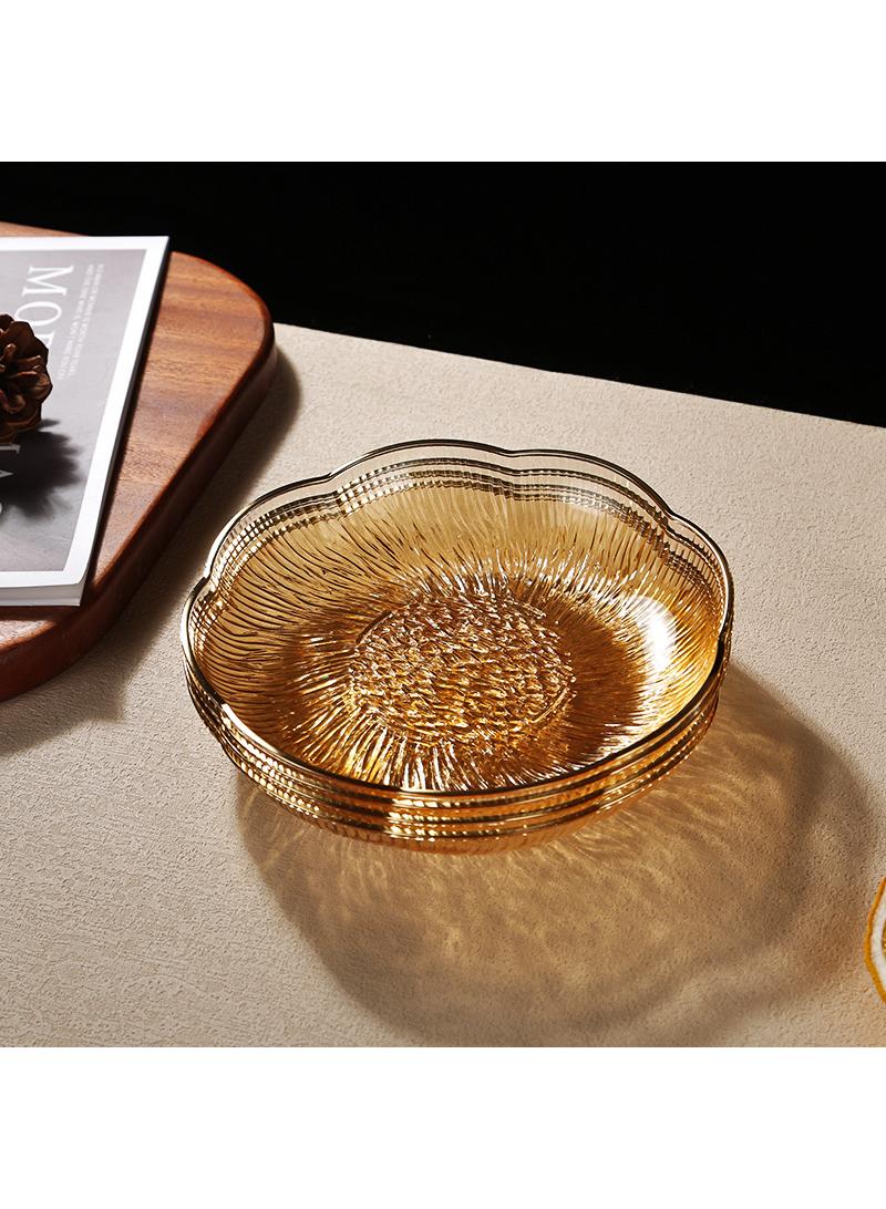Water ripple pattern gold border transparent fruit plate Home desktop snack plate Snack dried fruit plate with storage rack 9pcs - Image 3