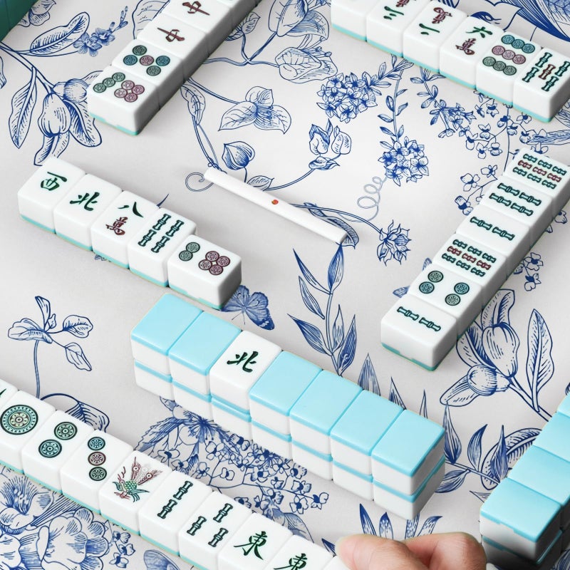 molovsiny Mahjong Mat for Table, Durable Mahjong Table Cover with Unique Design, Premium Mahjong Accessories, Perfect Mahjong Gifts for Women, Game Mat for Mahjong and Board Game Enthusiasts (Blue Reverie) - Image 4