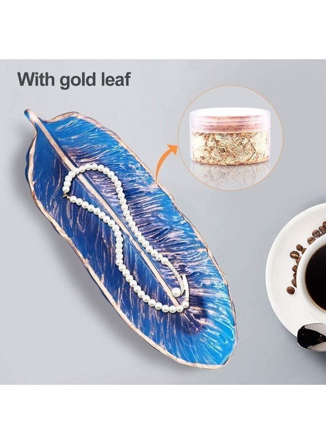 ChicAbode 2 PCS Resin Molds, Feather Jewelry Soap Dish Silicone Casting Tray Molds with Gold Leaf for DIY Craft Tray, Ring Holders,Candle, Home Decoration - Image 4