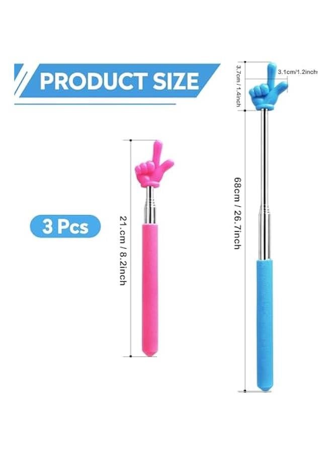 3 Telescopic Teachers Pointer Extendable Hand Finger Pointer Stick Retractable Teaching Baton for School Mini Collaible Stainless Steel Finger Reading Stick for Kids Students - Image 3