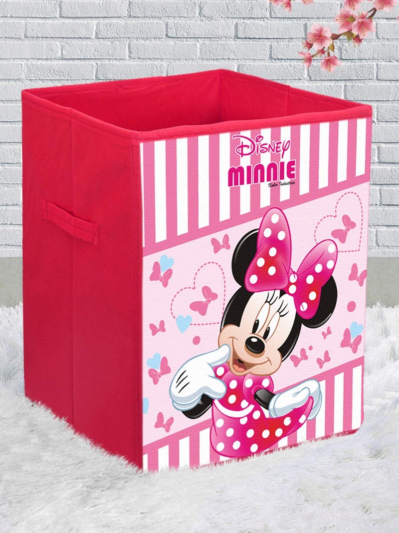 Kuber Industries Kuber Industries Disney Minnie Print Large Size Fabric Foldable Laundry Organiser and Small Size Foldable Cubes Storage Box with Handle (Set of 2, Pink)-KUBMART11896 - Image 5