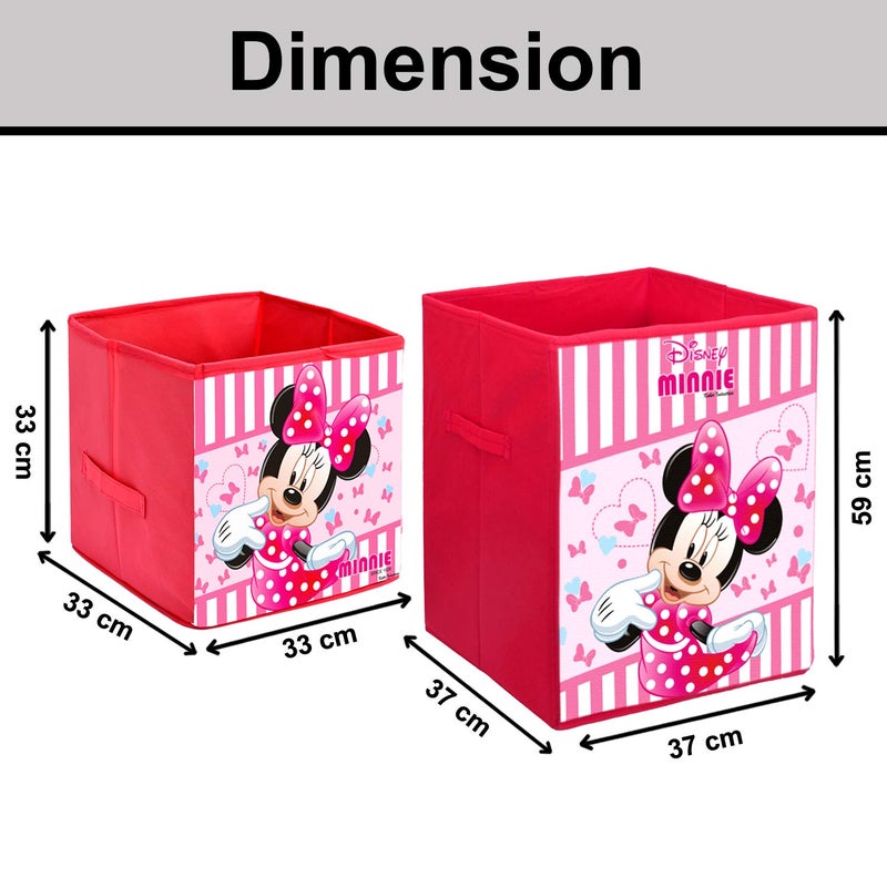 Kuber Industries Kuber Industries Disney Minnie Print Large Size Fabric Foldable Laundry Organiser and Small Size Foldable Cubes Storage Box with Handle (Set of 2, Pink)-KUBMART11896 - Image 2