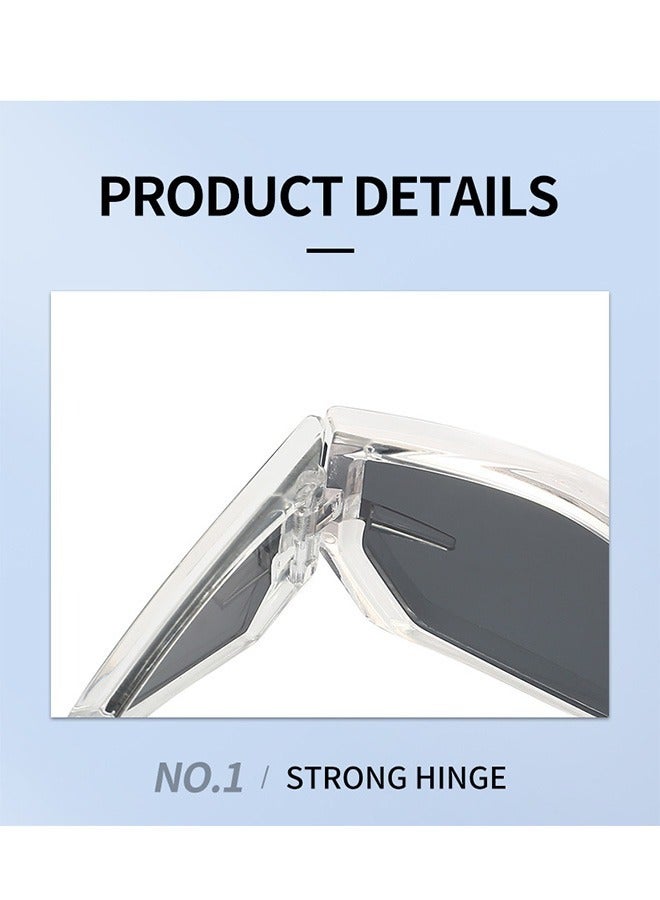 Future Sense UV Protection Sunglasses, Fashion Y2K Plastic Visor Transparent Frame Glasses, Polarized Safety Outdoor Sports Shades  (Gray) - Image 3