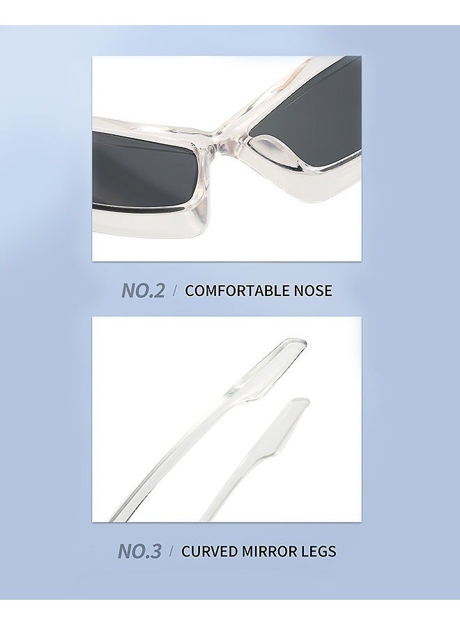 Future Sense UV Protection Sunglasses, Fashion Y2K Plastic Visor Transparent Frame Glasses, Polarized Safety Outdoor Sports Shades  (Gray) - Image 4