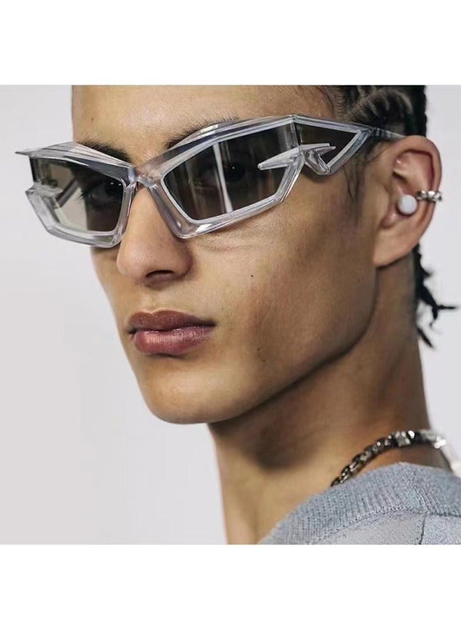 Future Sense UV Protection Sunglasses, Fashion Y2K Plastic Visor Transparent Frame Glasses, Polarized Safety Outdoor Sports Shades  (Gray) - Image 5