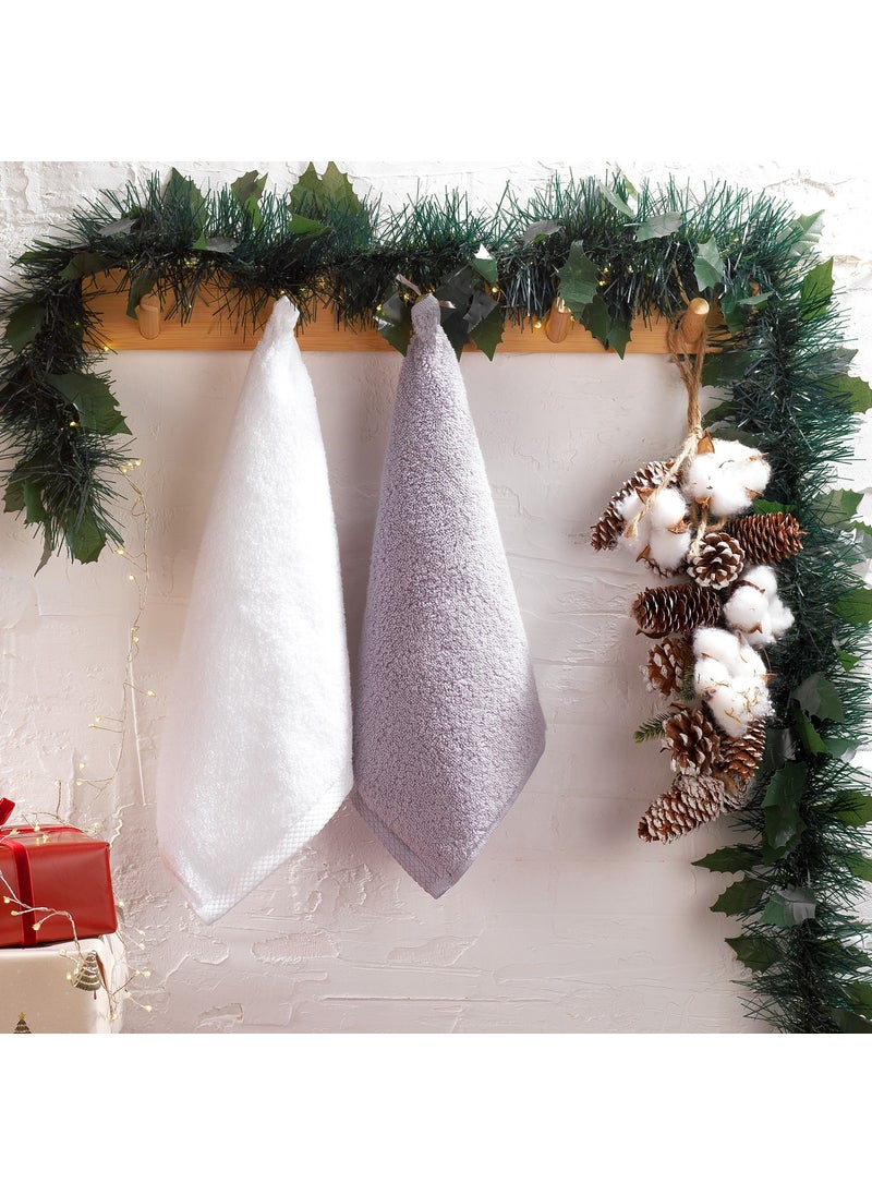 Schafer Home Merry 2 Piece Towel 30 x 30 cm - Grey/White  - Image 1