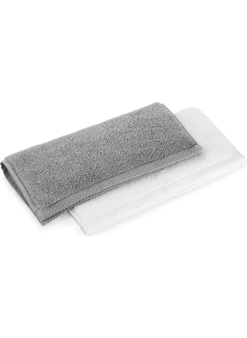 Schafer Home Merry 2 Piece Towel 30 x 30 cm - Grey/White  - Image 2