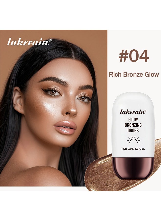 lakerain Glow Bronzing Drops,Super Glow Face Bronzing Drops, Liquid Bronzing Drops for Face & Skin, Natural Sun Kissed Bronzing Drops, Natural Glow Foundation Enhancer #04 Rich Bronze Glow  - Image 2