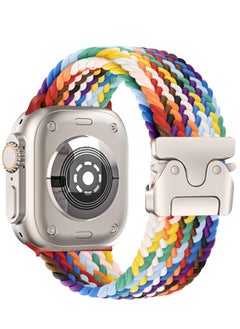 SZOXST Compatible for Apple Watch Band 42mm 41mm 40mm 38mm Elastic Nylon Braided Secure & Comfortable Stretchy Strap for Women Men,Parachute Buckle Bands for iWatch Series 10 9 8 7 6 5 4 3 SE Denim  - Image 1