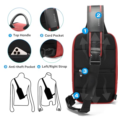 BANGE Sling Bag, Large Men's Cross Body bags, Men's Shoulder Bags for Work, Walking, Travel, Hiking… - Image 3