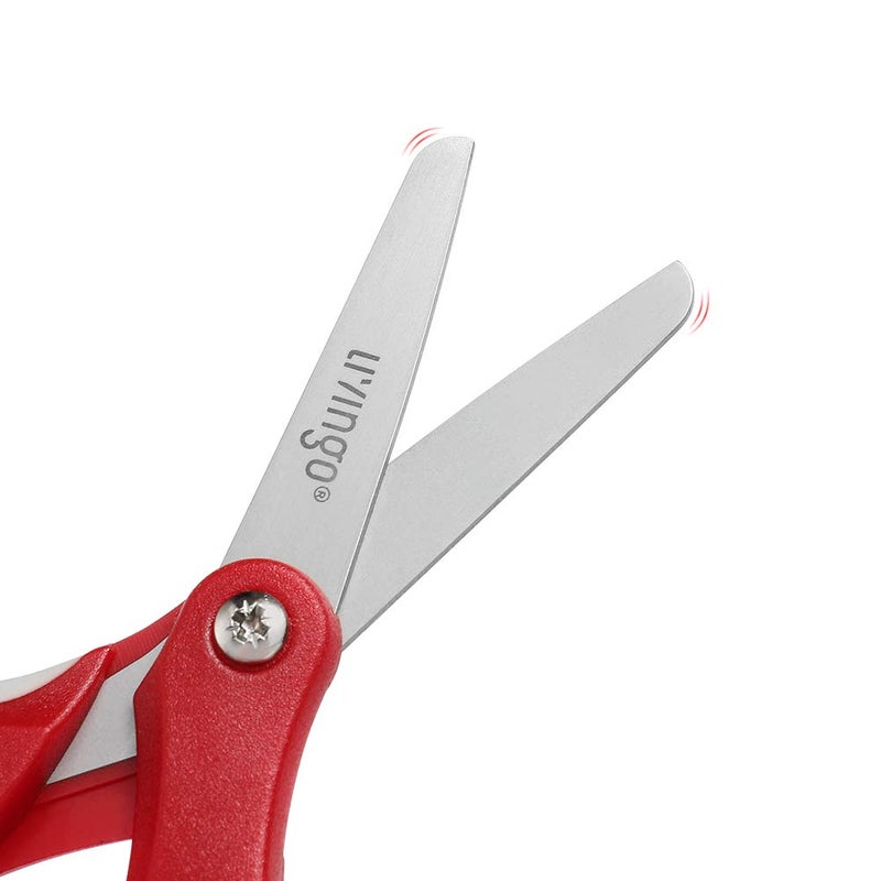 Livingo 5"" Left And Right Handed Kids Scissors  Safety Blunt Sharp Stainless Steel Blade Scissors For Children School Teacher Use Crafting Cutting Paper  3 Pack Assorted Colors - Image 5