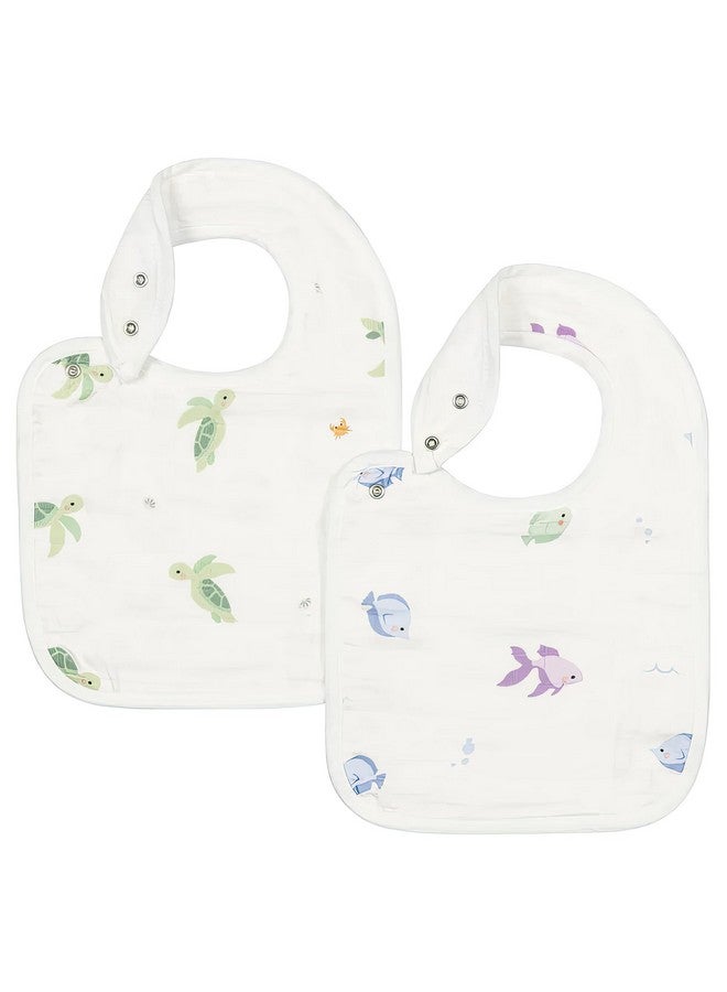 Bamboo Little Baby Bibs (Pack of 2) - Bibs with Adjustable Snaps- Absorbent Terry Backing - Baby Bibs for Drooling and Teething - Baby Feeding Essentials (9” x 13.25”) - Image 1