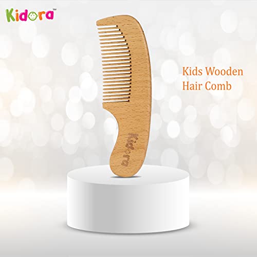 Kidora Baby Comb | Wooden Comb for Baby Hair Care | Hair Comb for New Born & Kids | Non Static Wooden Hair Comb with Carry Pouch - Image 2