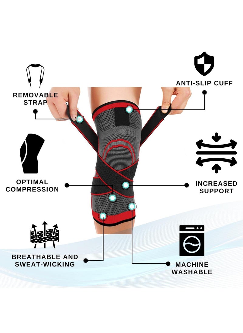 Adjustable Knee Compression Sleeve for Men and women - Support for Running, Sports, Knee Pain, Meniscus Tear, ACL - Large, Red - pzsku/Z546A38ECD1B5CBE2FE8DZ/45/_/1713522259/3dbaa5f8-6a31-45f7-8bee-2c7230088921