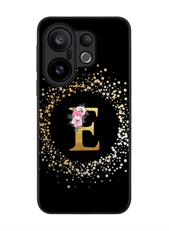 Stylizedd For vivo X200 FE / S30 Pro mini Case,Slim fit Camera Protection, Shockproof Thin Phone cover  - Custom Monogram Floral - E ( Black )