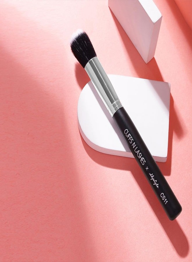 Cuffs N Lashes X Shystyles CS11 Stippling Brush - Professional Makeup Brush | High-Performance Soft Bristles | Vegan Cruelty-Free | Handmade in India for Airbrushed Finish - Image 1