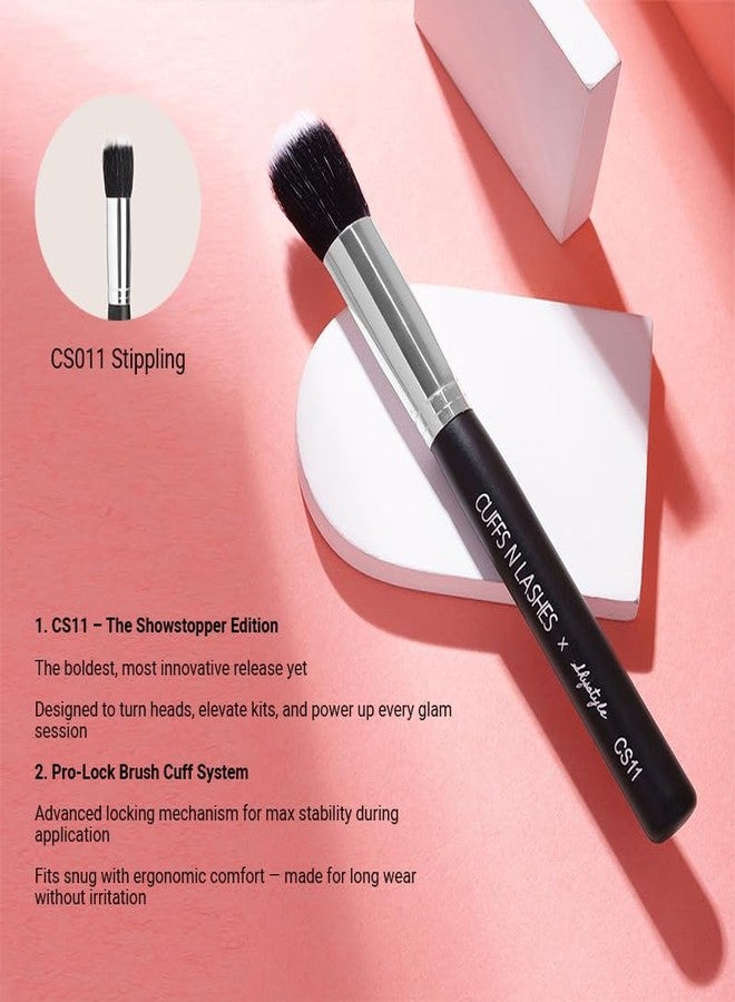 Cuffs N Lashes X Shystyles CS11 Stippling Brush - Professional Makeup Brush | High-Performance Soft Bristles | Vegan Cruelty-Free | Handmade in India for Airbrushed Finish - Image 5