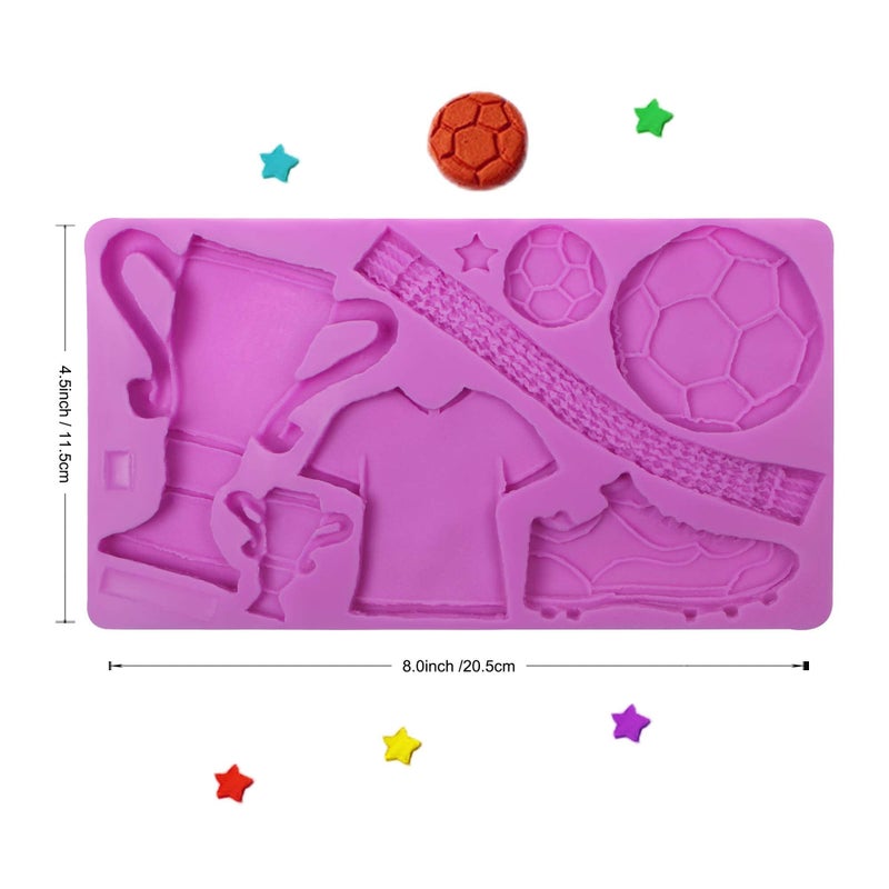 acvcatto Football Theme Fondant Molds  Large Soccer Shoes Silicone Mold  Jersey Trophy Chocolate Mold for Cake Decoration Cupcake Topper Candy Sugar Craft Gum Paste Clay Resin - Image 2