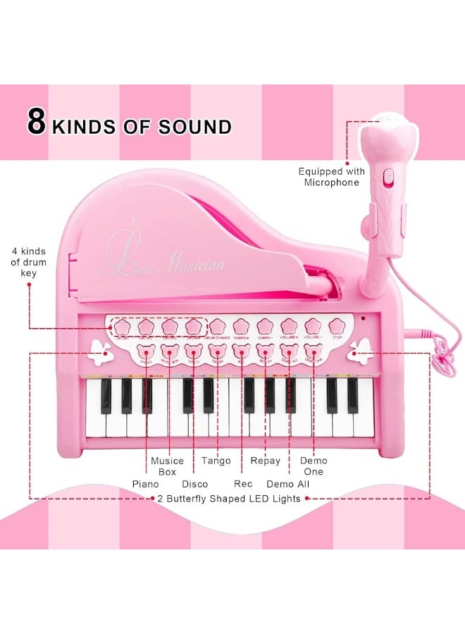 Love&Mini Pink Piano Toys for 1+Years Old Girls First Birthday Gifts Toddler Piano Music Toy Instruments with 24 Keys and Microphone - Image 5