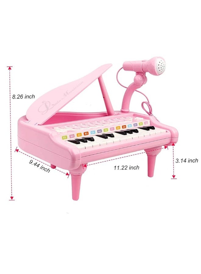 Love&Mini Pink Piano Toys for 1+Years Old Girls First Birthday Gifts Toddler Piano Music Toy Instruments with 24 Keys and Microphone - Image 3