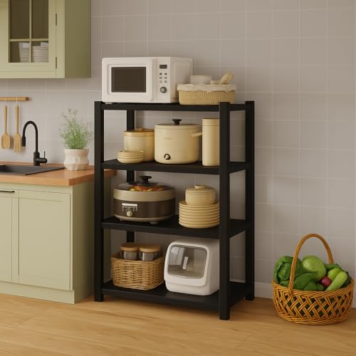 HOME CUBE 4 Layer Metal Storage Rack with Adjustable Boltless Shelf, Display, Kitchen Storage Rack Multipurpose Stand for Oven Stand Office Garage Shops Salon Space Saving Storage (Black) - Image 2